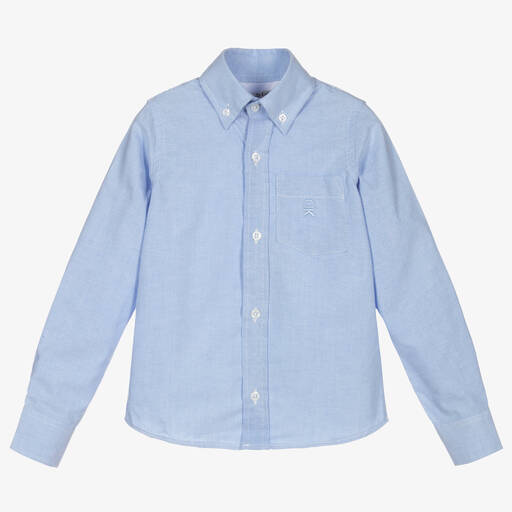 Dr. Kid-قميص قطن أكسفورد لون أزرق فاتح للأولاد | Childrensalon Outlet