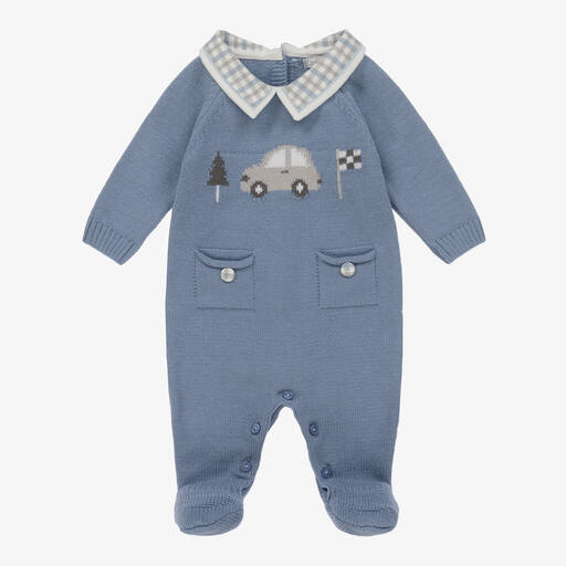 Dr. Kid-Boys Blue Knitted Babygrow | Childrensalon Outlet