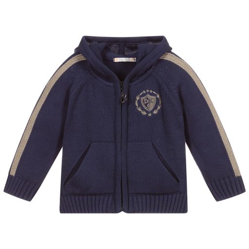 Dr. Kid-Boys Blue Knitted Zip-Up Top | Childrensalon Outlet