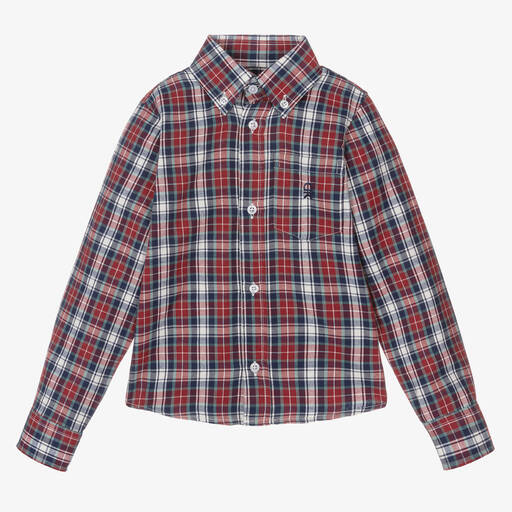 Dr. Kid-Boys Blue & Red Check Cotton Shirt | Childrensalon Outlet
