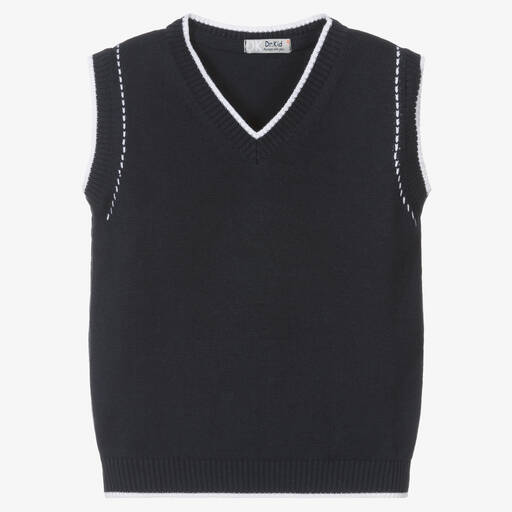 Dr. Kid-Boys Blue Sleeveless Knitted Sweater | Childrensalon Outlet
