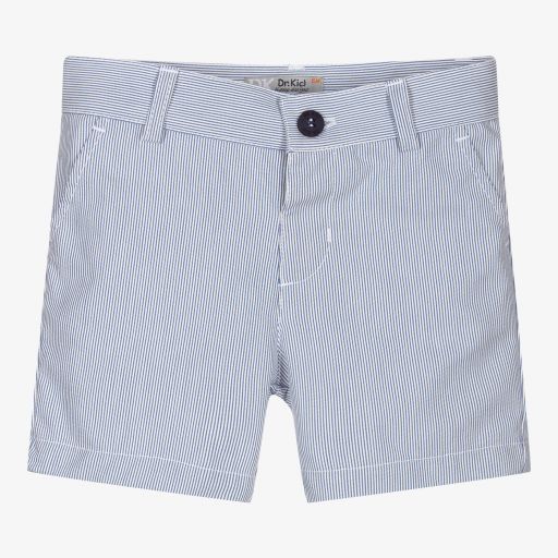 Dr. Kid-Boys Blue Stripe Cotton Shorts | Childrensalon Outlet