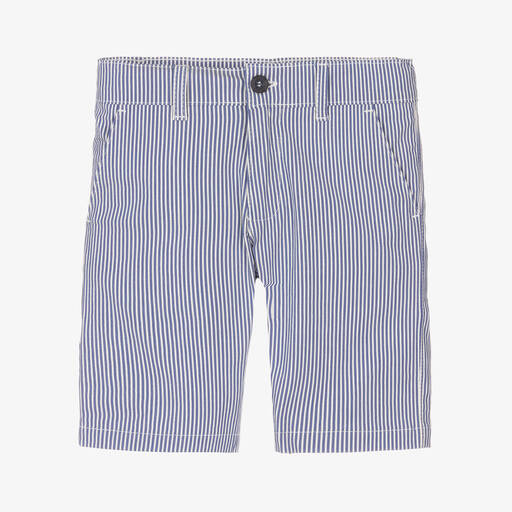 Dr. Kid-Boys Blue Striped Cotton Shorts | Childrensalon Outlet