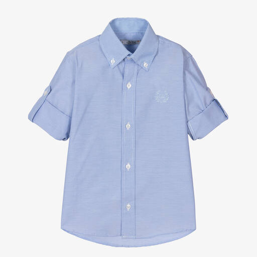 Dr. Kid-Boys Blue & White Stripe Cotton Shirt  | Childrensalon Outlet