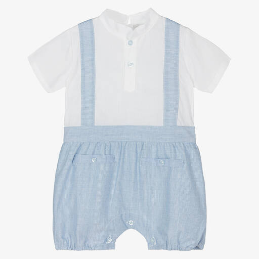 Dr. Kid-Boys Blue & White Stripe Cotton Shortie  | Childrensalon Outlet