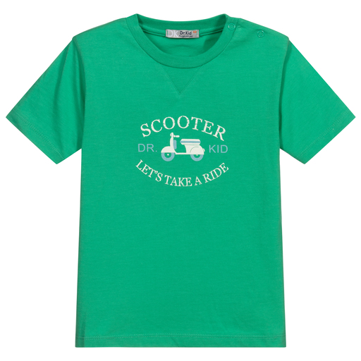 Dr. Kid-Boys Green Cotton T-Shirt | Childrensalon Outlet