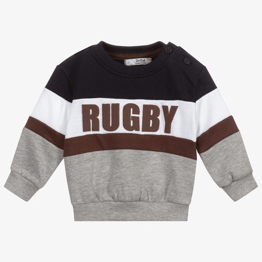 Dr. Kid-Sweat-shirt gris et bleu Garçon | Childrensalon Outlet