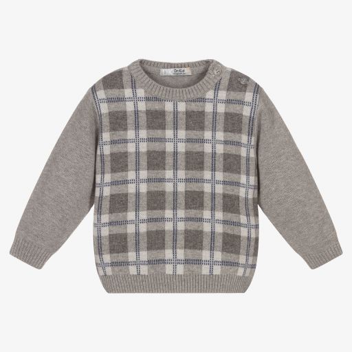 Dr. Kid-Boys Grey Cotton Knit Jumper | Childrensalon Outlet