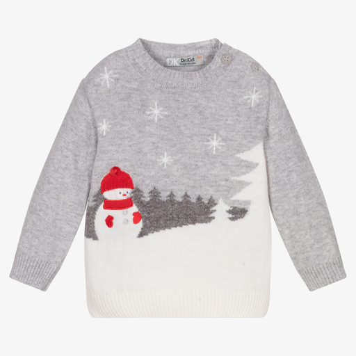 Dr. Kid-Boys Grey Snowman Sweater | Childrensalon Outlet