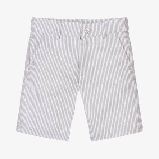 Dr. Kid-Boys Grey Stripe Cotton Shorts | Childrensalon Outlet