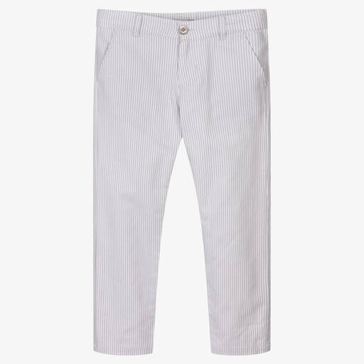 Dr. Kid-Boys Grey Stripe Cotton Trousers | Childrensalon Outlet