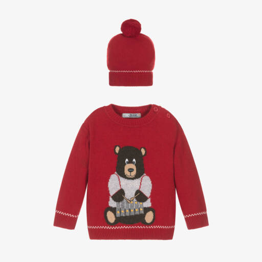 Dr. Kid-Boys Knitted Red Bear Outfit | Childrensalon Outlet