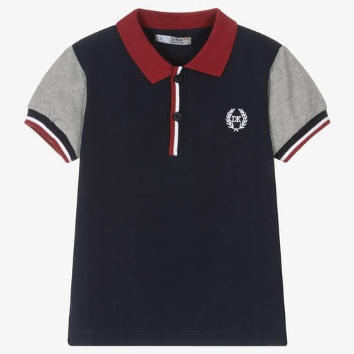 Dr. Kid-Boys Navy Blue Cotton Piqué Polo Shirt | Childrensalon Outlet