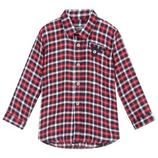 Dr. Kid-Boys Red & Blue Check Shirt | Childrensalon Outlet