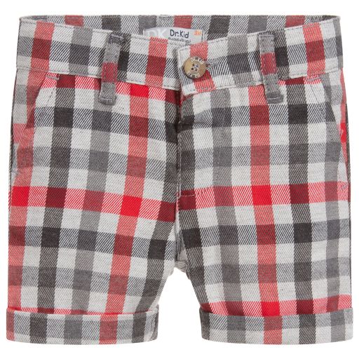 Dr. Kid-Boys Red & Grey Cotton Shorts | Childrensalon Outlet