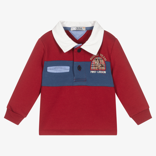 Dr. Kid-Rotes Rugby-Shirt mit Pferd (J) | Childrensalon Outlet