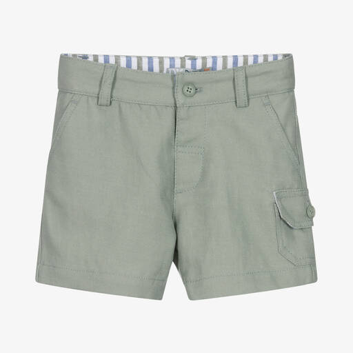 Dr. Kid-Boys Sage Green Cotton & Linen Shorts | Childrensalon Outlet