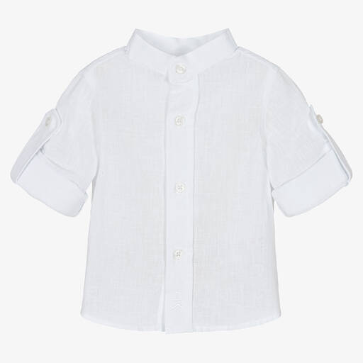Dr. Kid-Boys White Cotton & Linen Shirt | Childrensalon Outlet