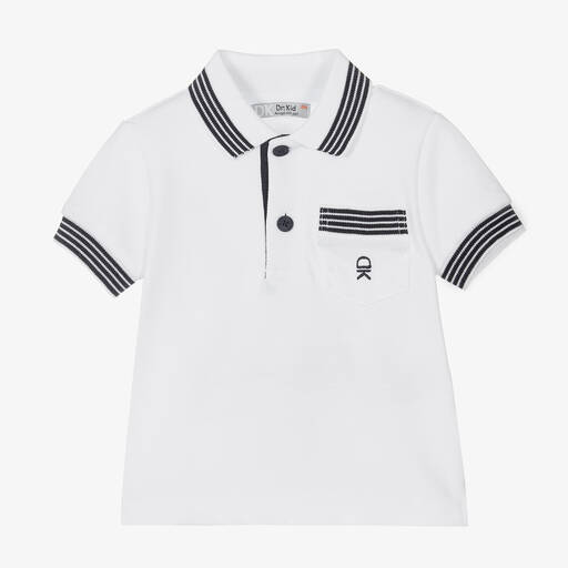 Dr. Kid-Boys White Cotton Piqué Polo Shirt | Childrensalon Outlet