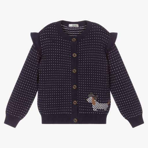 Dr. Kid-Girls Blue Cotton Cardigan | Childrensalon Outlet