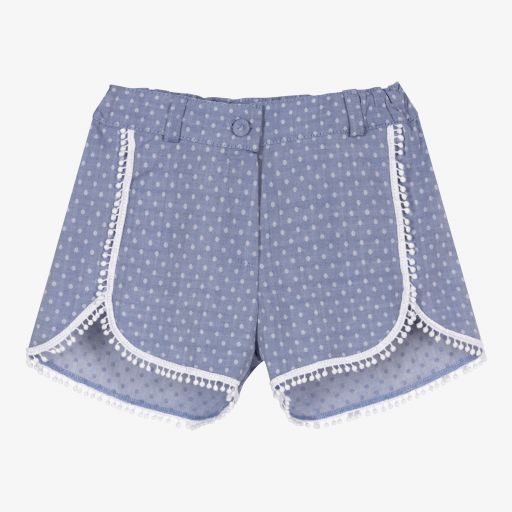 Dr. Kid-Girls Blue Dot Cotton Shorts | Childrensalon Outlet