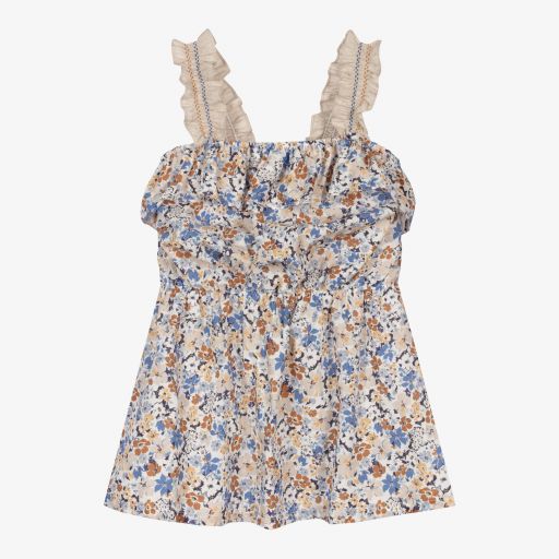 Dr. Kid-Girls Blue Floral Dress | Childrensalon Outlet