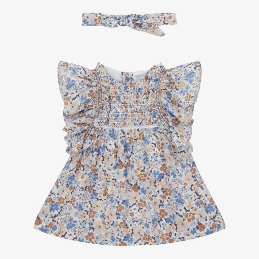 Dr. Kid-Girls Blue Floral Dress Set | Childrensalon Outlet