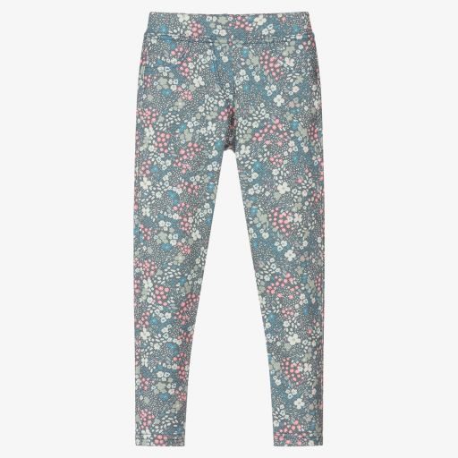 Dr. Kid-Girls Blue Floral Leggings | Childrensalon Outlet