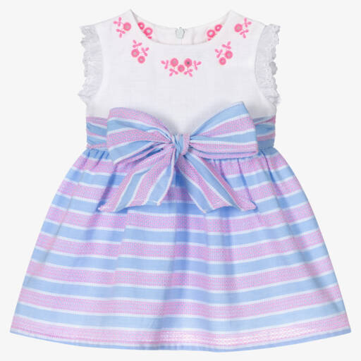 Dr. Kid-Girls Blue & Pink Striped Dress | Childrensalon Outlet