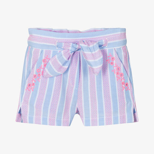 Dr. Kid-Girls Blue & Pink Striped Shorts | Childrensalon Outlet