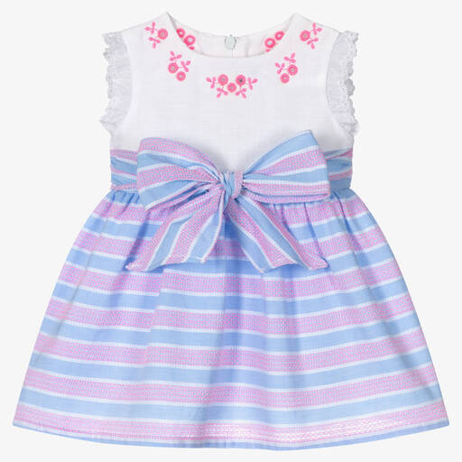 Dr. Kid-Girls Blue & Pink Stripped Dress | Childrensalon Outlet