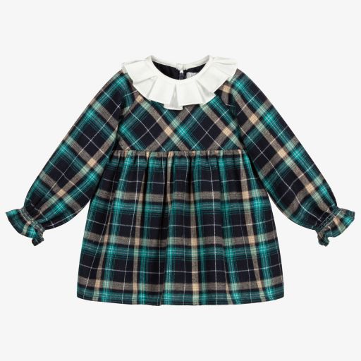 Dr. Kid-Girls Blue Tartan Cotton Dress | Childrensalon Outlet