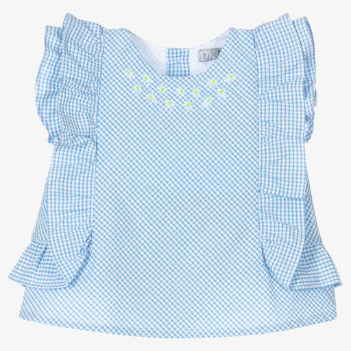 Dr. Kid-Vichykaro-Bluse in Blau und Weiß | Childrensalon Outlet