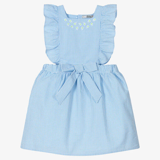 Dr. Kid-Vichykaro-Kleid in Blau und Weiß | Childrensalon Outlet