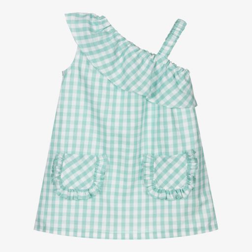 Dr. Kid-Зеленое платье в мелкую клетку для девочек | Childrensalon Outlet