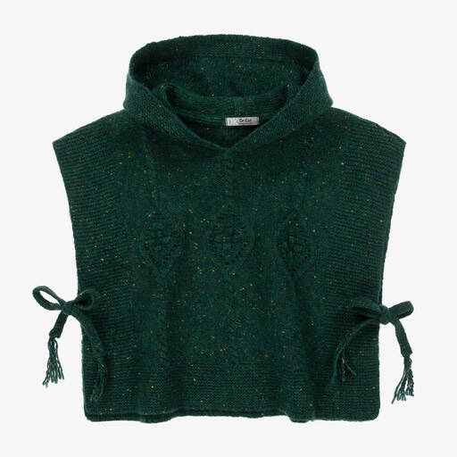 Dr. Kid-Girls Green Hooded Wool Poncho | Childrensalon Outlet
