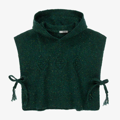 Dr. Kid-Poncho vert en laine à capuche | Childrensalon Outlet