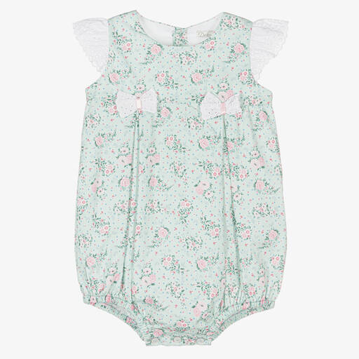 Dr. Kid-Girls Green & Pink Floral Cotton Shortie | Childrensalon Outlet