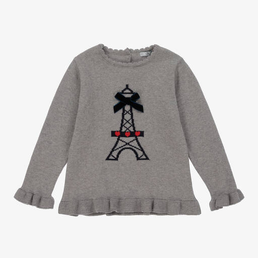 Dr. Kid-Girls Grey Cotton & Wool Paris Top | Childrensalon Outlet