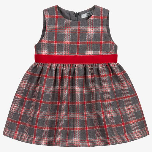 Dr. Kid-Girls Grey & Red Check Dress | Childrensalon Outlet