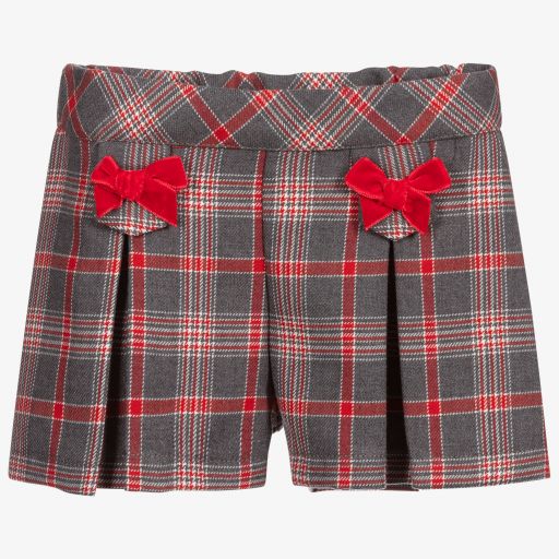 Dr. Kid-Girls Grey & Red Check Shorts | Childrensalon Outlet