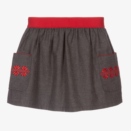 Dr. Kid-Girls Grey & Red Cotton Skirt | Childrensalon Outlet