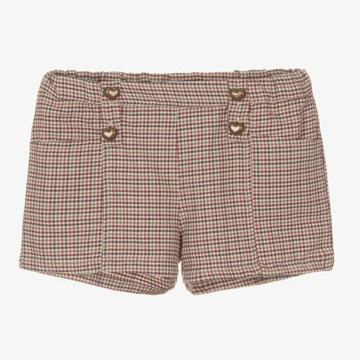 Dr. Kid-Girls Houndstooth Beige Shorts | Childrensalon Outlet