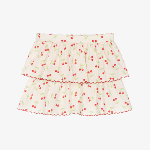 Dr. Kid-Girls Ivory Cherry Print Skirt | Childrensalon Outlet