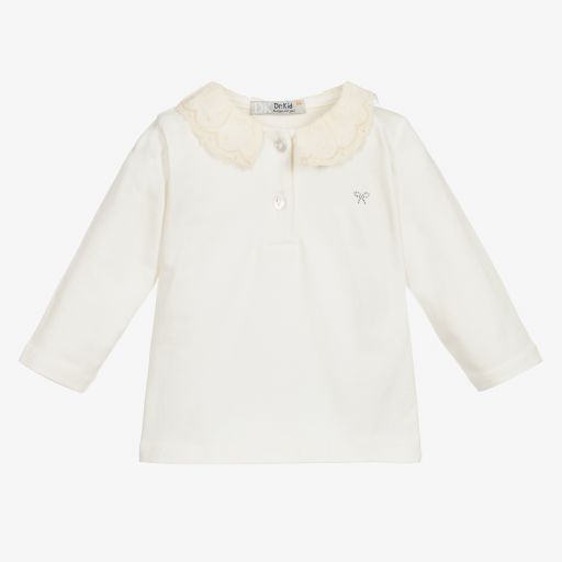 Dr. Kid-Girls Ivory Cotton Jersey Top | Childrensalon Outlet