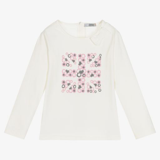 Dr. Kid-Girls Ivory Cotton Jersey Top | Childrensalon Outlet