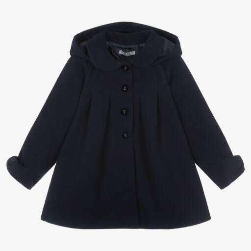 Dr. Kid-Girls Navy Blue Hooded Coat  | Childrensalon Outlet