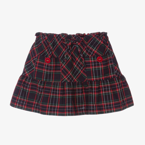 Dr. Kid-Girls Navy Blue & Red Tartan Skirt  | Childrensalon Outlet
