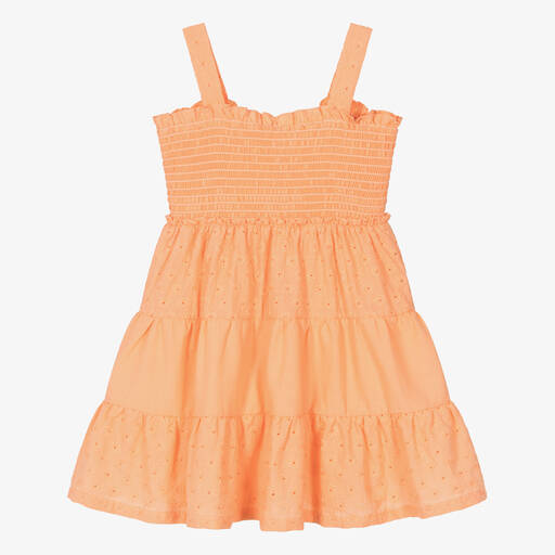 Dr. Kid-Girls Orange Broderie Anglaise Dress | Childrensalon Outlet