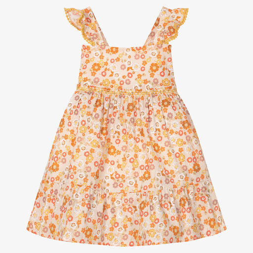 Dr. Kid-Оранжевое хлопковое платье в цветочек | Childrensalon Outlet